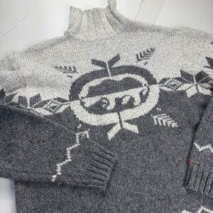 Vintage Ecko Unltd Mens‎ XL Gray Wool Blend Fair Isle Nordic Sweater Jumper Ski